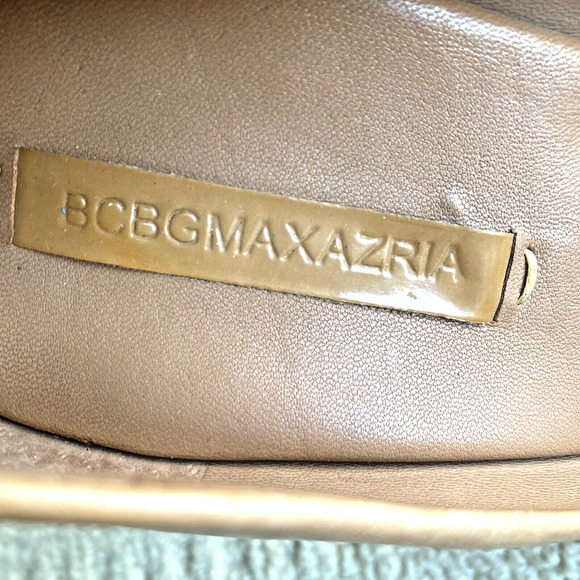 BCBGMAXAZRIA Pumps Tan Leather Covered Platform Shoes US 10B High Heel Details - Picture 10 of 12